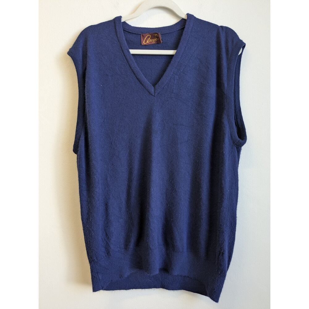 Vintage Cernie Men's Vest Blue V Neck 100% ORLO Acrylic Made In USA Size XL